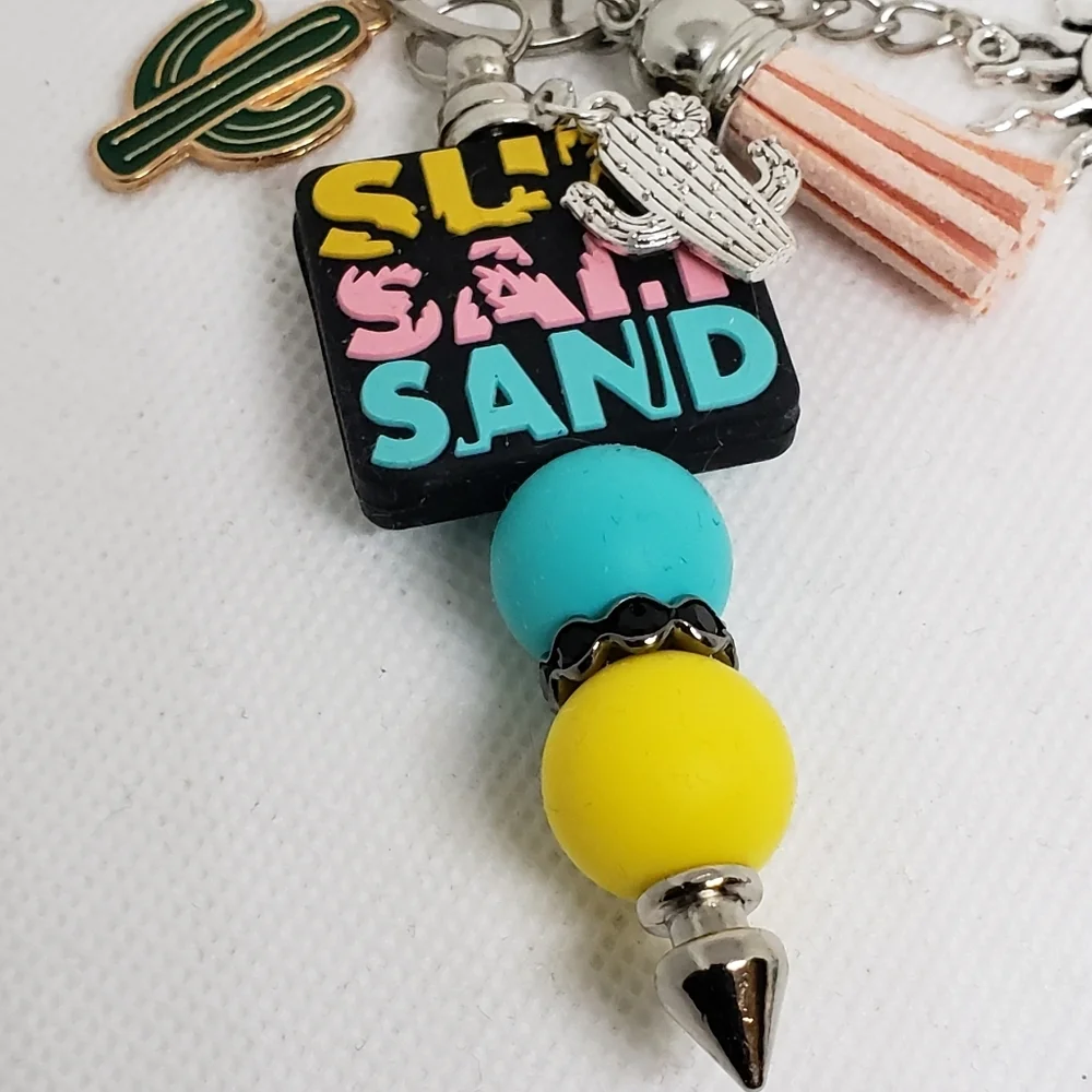 Handmade Sun Salt Sand Silicone Beaded Keychain